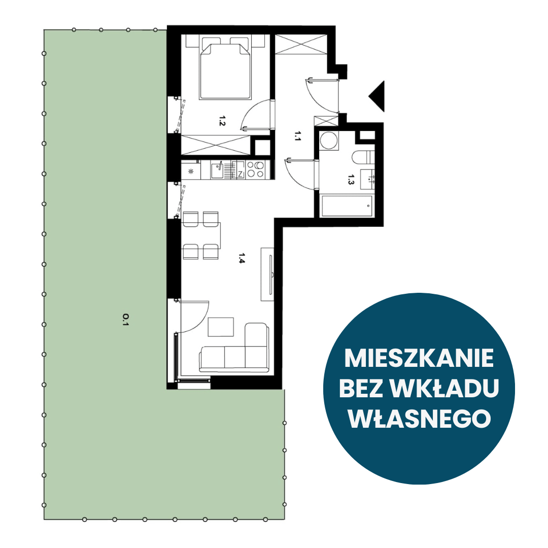 Mieszkanie 1 w budynku B1 | Osiedle Area Park II w Gliwicach