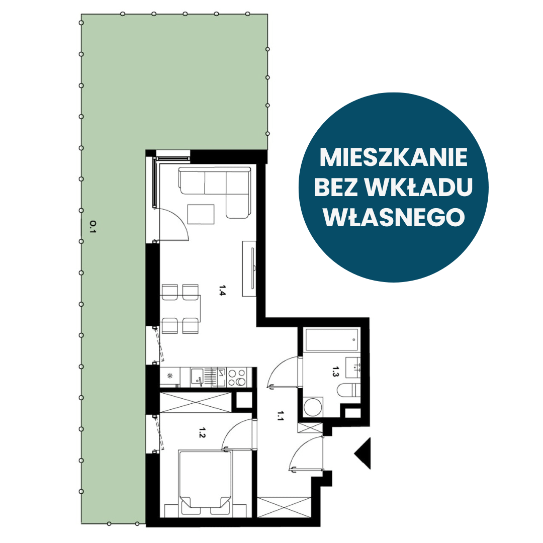 Mieszkanie 1 w budynku B3 | Osiedle Area Park II w Gliwicach